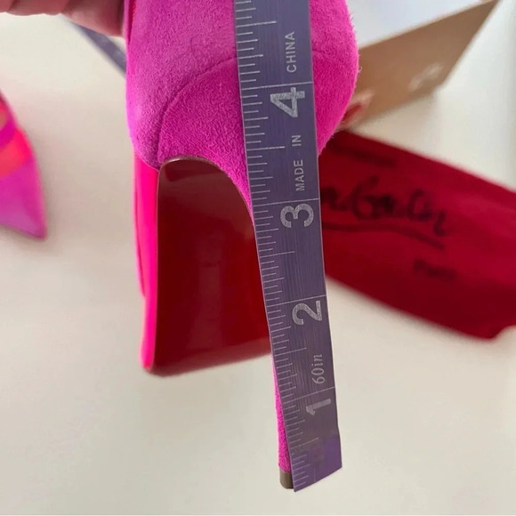 Christian Louboutin Galaviti 100 pink mesh suede heels 38.5 - Picture 12 of 14